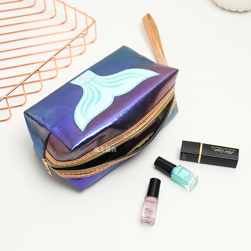 Wholesale New PU Laser Cosmetic Bag Creative Fish Tail Portable Large Capacity Storage Bag